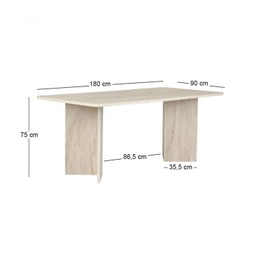 Τραπέζι Linza Megapap χρώμα travertine 180x90x75cm 1 τεμ.