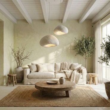Φωτιστικό οροφής Loval Megapap E27 fiberglass δίφωτο χρώμα λευκό Ø70x115εκ.