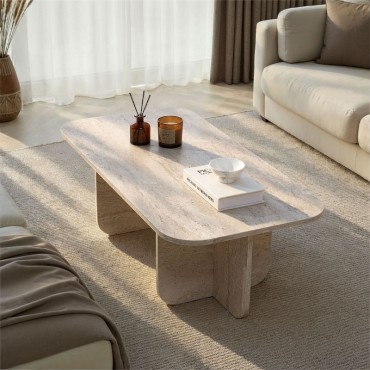 Τραπεζάκι σαλονιού Becaj Megapap χρώμα travertine 120x60x41,4cm 1 τεμ.
