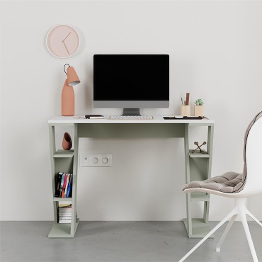 Γραφείο εργασίας Papillon Megapap χρώμα ash green - λευκό 106x50x75εκ 1 τεμ.