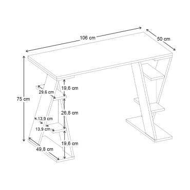 Γραφείο εργασίας Papillon Megapap χρώμα ash green - λευκό 106x50x75εκ 1 τεμ.