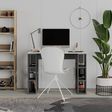Γραφείο εργασίας Colmar Megapap χρώμα ανθρακί - λευκό 106x50x75cm 1 τεμ.