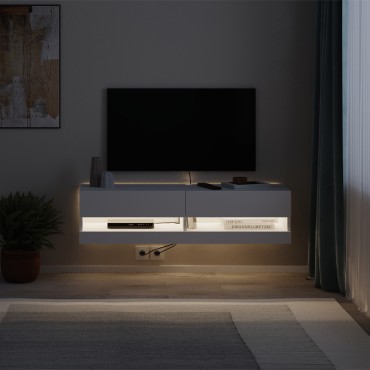 Έπιπλο τηλεόρασης επιτοίχιο Moon Megapap με LED χρώμα λευκό 120x33,8x30cm 1 τεμ.