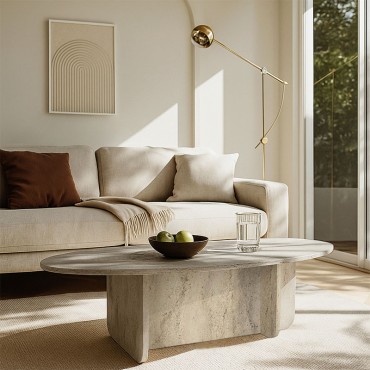 Τραπεζάκι σαλονιού Ravey Megapap χρώμα travertine 120x60x39,8cm 1 τεμ.