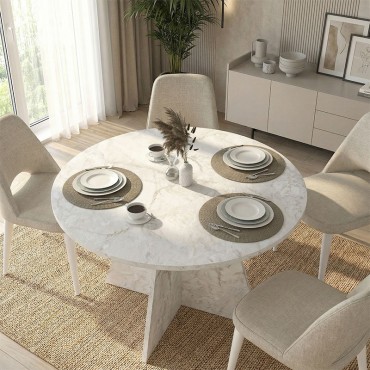 Τραπέζι Tailor Megapap χρώμα λευκό εφέ μαρμάρου 120x75,7cm 1 τεμ.