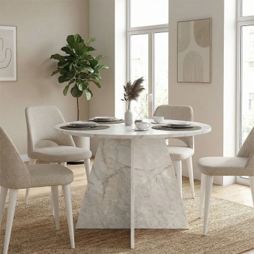 Τραπέζι Tailor Megapap χρώμα λευκό εφέ μαρμάρου 120x75,7cm 1 τεμ.