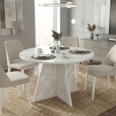 Τραπέζι Tailor Megapap χρώμα λευκό εφέ μαρμάρου 120x75,7cm 1 τεμ.