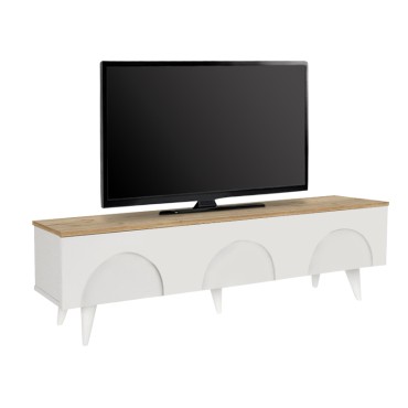 Έπιπλο τηλεόρασης Bono Megapap χρώμα λευκό - sepet oak 150x32,3x42,1cm 1 τεμ.