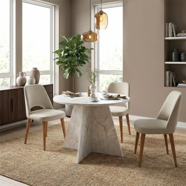Τραπέζι Tailor Megapap χρώμα λευκό εφέ μαρμάρου 100x75,7cm 1 τεμ.