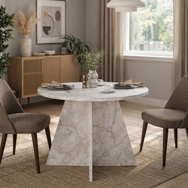 Τραπέζι Tailor Megapap χρώμα λευκό εφέ μαρμάρου 100x75,7cm 1 τεμ.