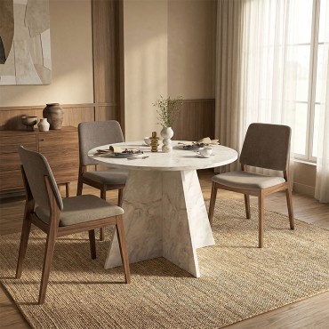 Τραπέζι Tailor Megapap χρώμα λευκό εφέ μαρμάρου 100x75,7cm 1 τεμ.