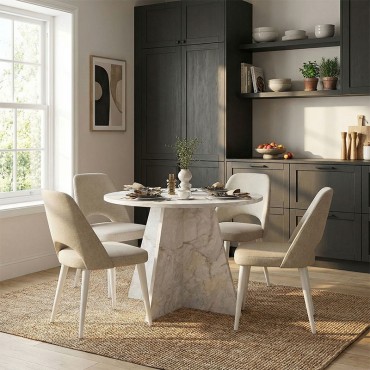Τραπέζι Tailor Megapap χρώμα λευκό εφέ μαρμάρου 100x75,7cm 1 τεμ.