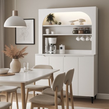 Έπιπλο κουζίνας με LED Melinta 4 Megapap χρώμα λευκό 120x40x181,8cm 1 τεμ.
