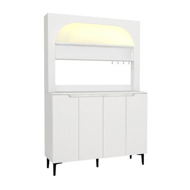Έπιπλο κουζίνας με LED Melinta 4 Megapap χρώμα λευκό 120x40x181,8cm 1 τεμ.