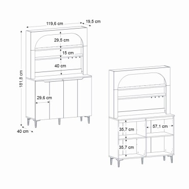Έπιπλο κουζίνας με LED Melinta 4 Megapap χρώμα λευκό 120x40x181,8cm 1 τεμ.