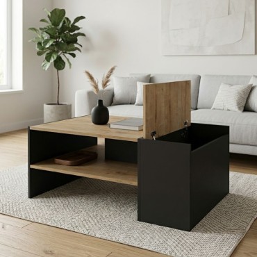 Τραπεζάκι σαλονιού Izia Megapap χρώμα sapphire oak - ανθρακί 110x60x45cm 1 τεμ.