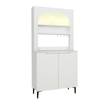 Έπιπλο κουζίνας με LED Melinta 2 Megapap χρώμα λευκό 90x40x181,8cm 1 τεμ.