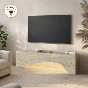 Έπιπλο τηλεόρασης Mara Megapap με LED χρώμα travertine 150x31,4x40cm 1 τεμ.