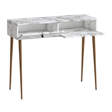 Κονσόλα Alis Megapap χρώμα λευκό εφέ μαρμάρου 110x29x88cm 1 τεμ.