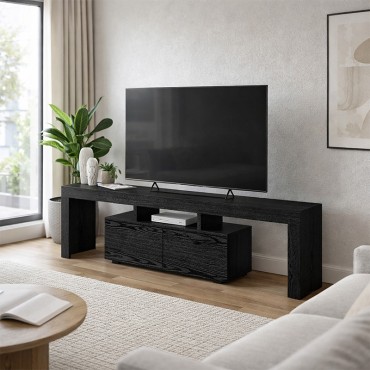 Έπιπλο τηλεόρασης Woodra Megapap χρώμα sencron black 180x31,3x50,2cm 1 τεμ.