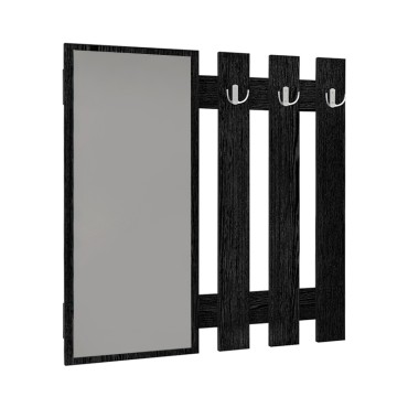 Κρεμάστρα τοίχου με καθρέπτη Folin Megapap χρώμα sencron black 90x4x90cm 1 τεμ.