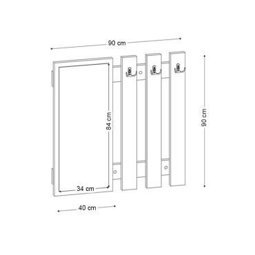 Κρεμάστρα τοίχου με καθρέπτη Folin Megapap χρώμα sencron black 90x4x90cm 1 τεμ.