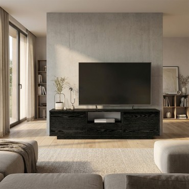 Έπιπλο τηλεόρασης Lumbera Megapap χρώμα sencron black 160x29,5x42cm 1 τεμ.