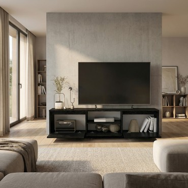 Έπιπλο τηλεόρασης Lumbera Megapap χρώμα sencron black 160x29,5x42cm 1 τεμ.
