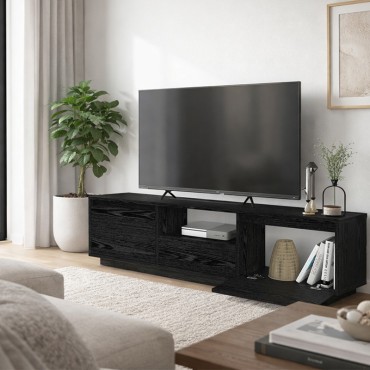Έπιπλο τηλεόρασης Lumbera Megapap χρώμα sencron black 160x29,5x42cm 1 τεμ.