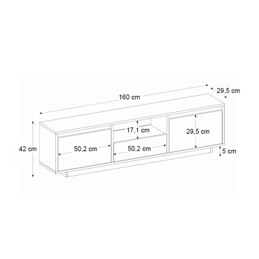 Έπιπλο τηλεόρασης Lumbera Megapap χρώμα sencron black 160x29,5x42cm 1 τεμ.