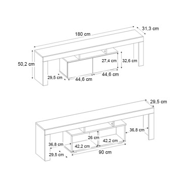 Έπιπλο τηλεόρασης Woodra Megapap χρώμα travertine 180x31,3x50,2cm 1 τεμ.
