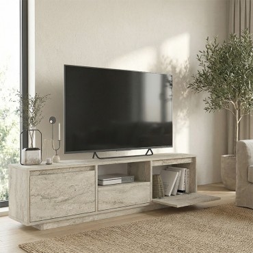 Έπιπλο τηλεόρασης Lumbera Megapap χρώμα travertine 160x29,5x42cm 1 τεμ.