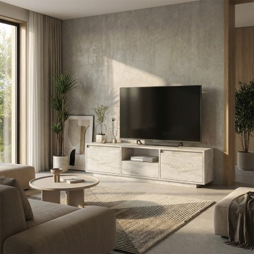 Έπιπλο τηλεόρασης Lumbera Megapap χρώμα travertine 160x29,5x42cm 1 τεμ.