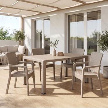 Τραπέζι πολυπροπυλενίου Kalan Megapap χρώμα cappuccino 150x90x75cm 1 τεμ.