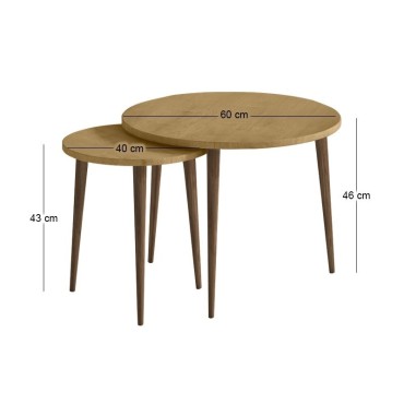 Τραπεζάκι σαλονιού σετ 2 τεμ. Nola Megapap χρώμα sapphire oak 60x46cm