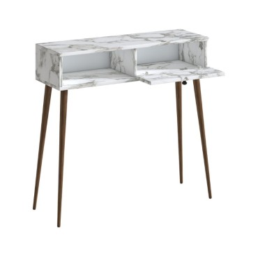 Κονσόλα Napoli Megapap χρώμα λευκό εφέ μαρμάρου 90x29x88cm 1 τεμ.