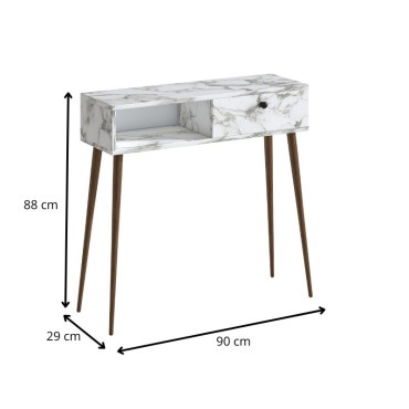 Κονσόλα Napoli Megapap χρώμα λευκό εφέ μαρμάρου 90x29x88cm 1 τεμ.