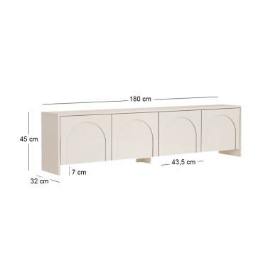 Έπιπλο τηλεόρασης Aurelia Megapap χρώμα κρεμ 180x32x45cm 1 τεμ.