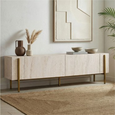 Έπιπλο τηλεόρασης Nexus Megapap χρώμα travertine - χρυσό 180x30x45,5cm 1 τεμ.