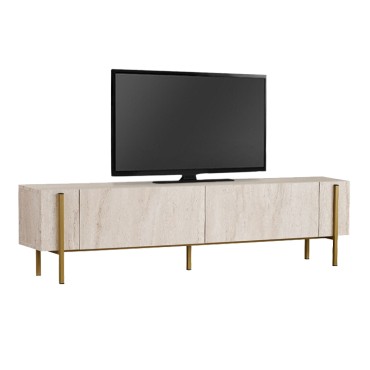Έπιπλο τηλεόρασης Nexus Megapap χρώμα travertine - χρυσό 180x30x45,5cm 1 τεμ.
