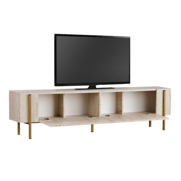 Έπιπλο τηλεόρασης Nexus Megapap χρώμα travertine - χρυσό 180x30x45,5cm 1 τεμ.
