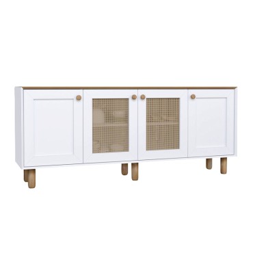 Μπουφές Bohemian Megapap χρώμα λευκό - φυσικό οξιάς 180x40x75cm 1 τεμ.
