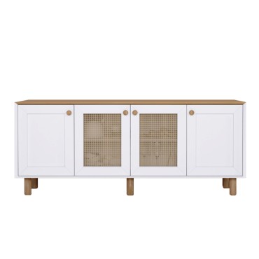 Μπουφές Bohemian Megapap χρώμα λευκό - φυσικό οξιάς 180x40x75cm 1 τεμ.