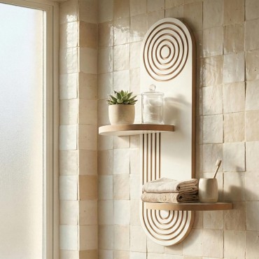 Ραφιέρα τοίχου Artwill Megapap Mdf χρώμα λευκό - oak 46x13x70cm 1 τεμ.