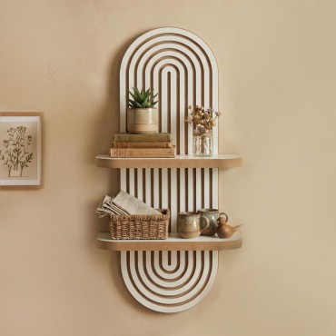 Ραφιέρα τοίχου Artwill Megapap Mdf χρώμα λευκό - oak 26x13x70cm 1 τεμ.