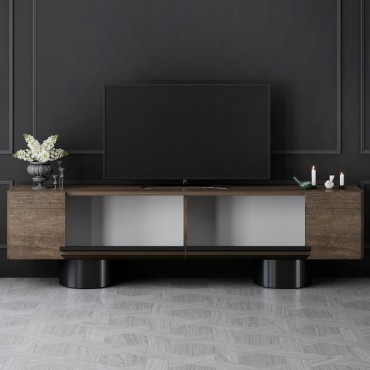 Έπιπλο τηλεόρασης Haven Megapap χρώμα καρυδί 180x30x50cm 1 τεμ.