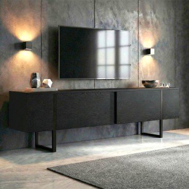 Έπιπλο τηλεόρασης Luxe Megapap χρώμα black wood 180x30x50cm 1 τεμ.