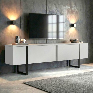 Έπιπλο τηλεόρασης Luxe Megapap χρώμα λευκό - μαύρο 180x30x50cm 1 τεμ.