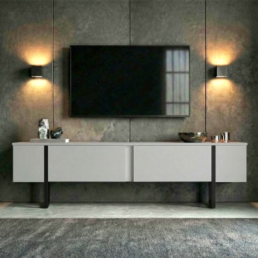 Έπιπλο τηλεόρασης Luxe Megapap χρώμα λευκό - μαύρο 180x30x50cm 1 τεμ.