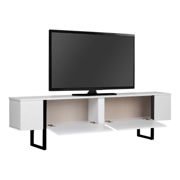 Έπιπλο τηλεόρασης Luxe Megapap χρώμα λευκό - μαύρο 180x30x50cm 1 τεμ.